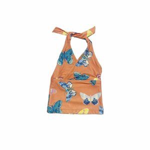 NWT Tea Collection Tie Tankini Top Butterfly Glow Orange Size 12